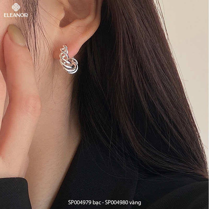Bông tai nữ Eleanor Accessories hình chữ C thiết kế dạng xoắn phụ kiện trang sức 4979