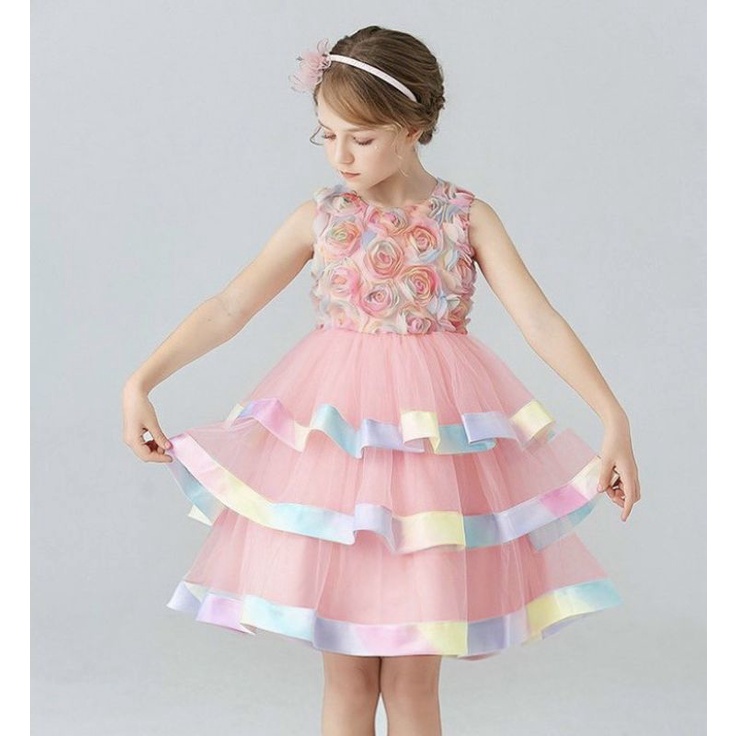 Đầm váy ren công chúa 3 tầng cao cấp haivanco bé gái từ 10 đến 40 kg mềm mại và thoáng mát đi chơi đi tiệc đều đẹp