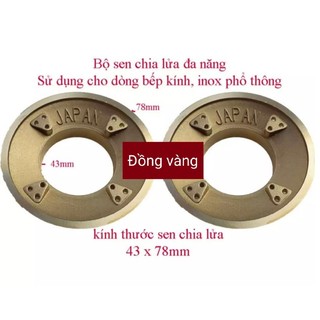 Mâm combo 2 cái pép sen đồng chữ japan lửa xanh tiết kiệm gas - linh kiện bếp - đầu đốt chia lửa chén đồng