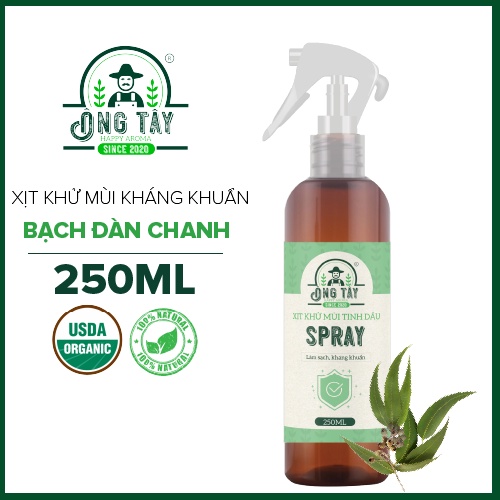 Xịt khử mùi kháng khuẩn tinh dầu Sả Chanh, Bạc Hà, Quế