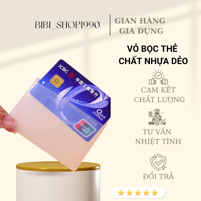 Vỏ bọc thẻ căn cước bằng lái thẻ tín dụng trong suốt - Bao đựng thẻ ngân hàng nhựa dẻo trong suốt (VBT08)