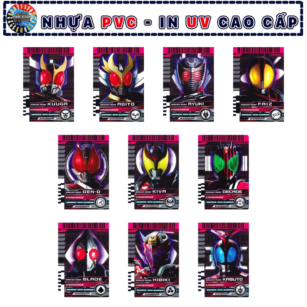 10 Card Rider Kuuga - Decade - Thẻ Bài Kamen Rider Chất Liệu nhựa PVC cao cấp