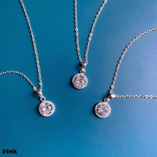 Dây chuyền bạc pink jewelry, dây chuyền crystal hạt đá bạc 925 pjdc05