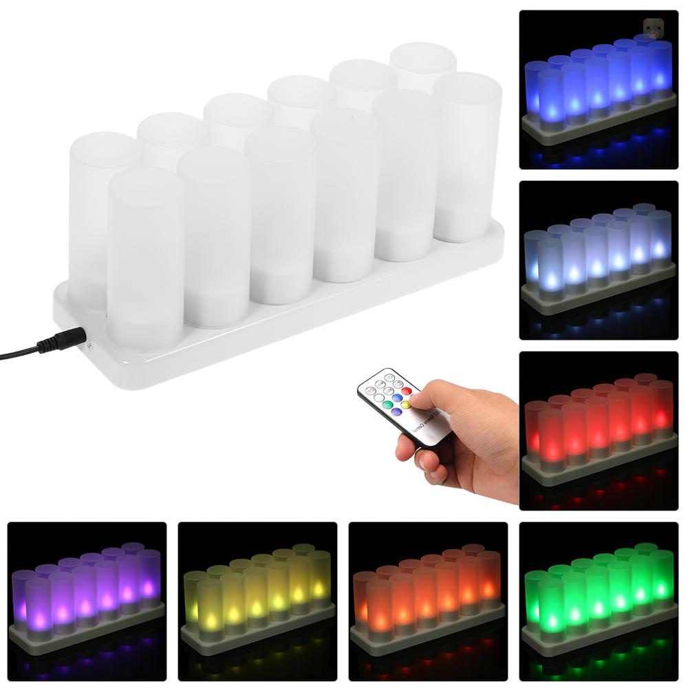 Bộ 12 Đèn LED Hình Nến Không Lửa Thay Đổi Màu Sắc Kèm Đế Sạc Điều Khiển Từ Xa Tiện Dụng Cho Lễ Giáng Sinh / Tiệc Tùng / Lễ Hội