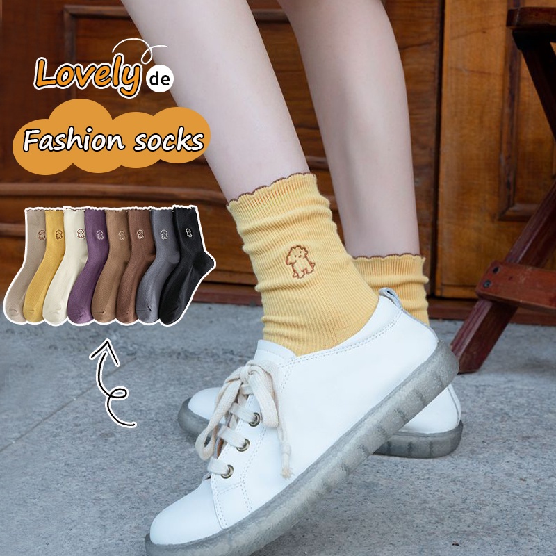 Vớ Cotton Giữ Ấm Màu Sắc Tinh Khiết Thời Trang Mùa Đông Cho Nữ