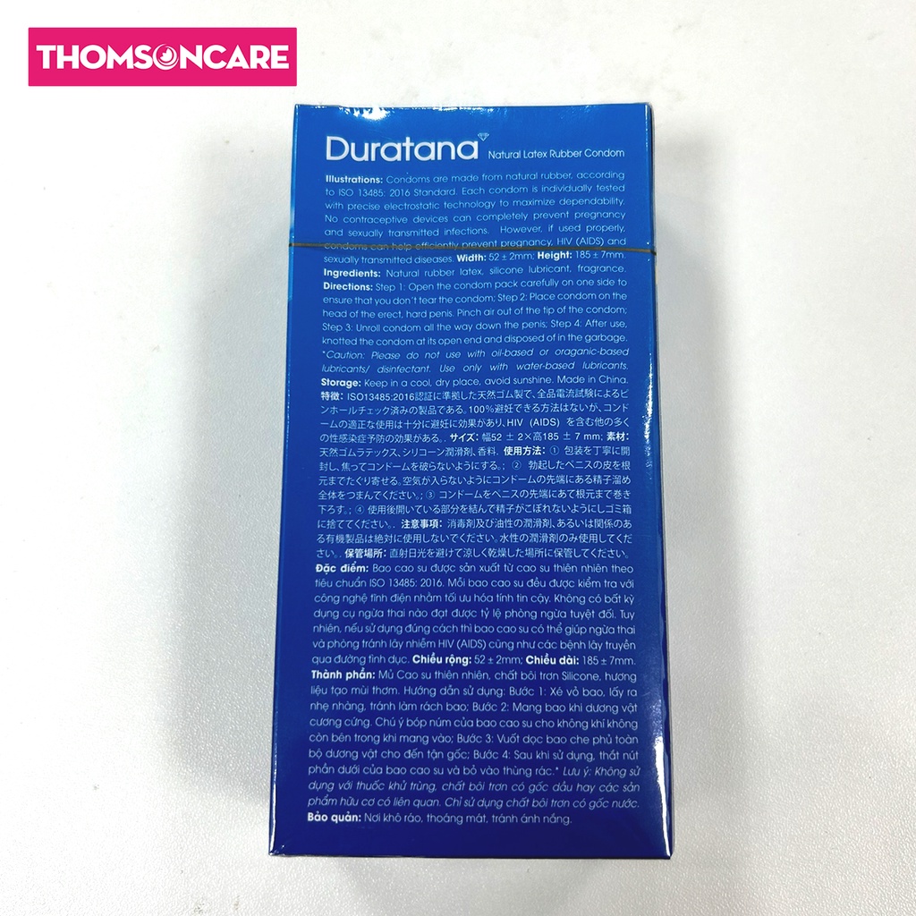 Bao cao su Duratana Tanaphar gân gai siêu bôi trơn, giúp tăng khoái cảm, kéo dài thời gian - Hộp 10 chiếc