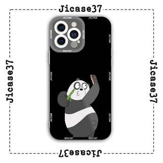 Ốp lưng iphone và samsung xiaomi oppo cạnh vuông Jicase Gấu trúc selfie