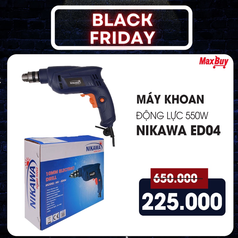 Máy khoan Nhật cầm tay dùng điện mini khoan tường, thép công suất 550W NIKAWA NK-ED04 bảo hành 6 tháng giao hỏa tốc HN
