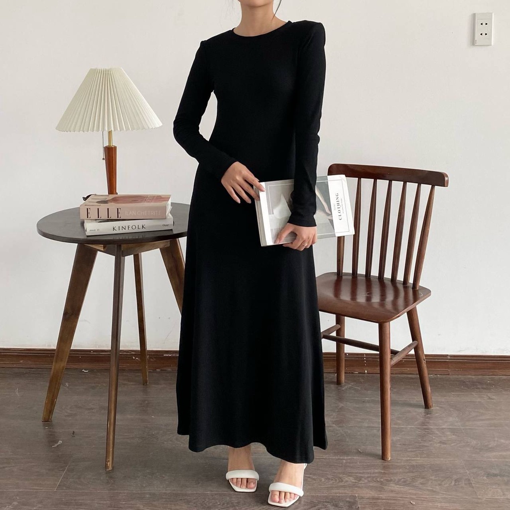 ĐẦM THUN DÀI TAY BASIC | lim.studio