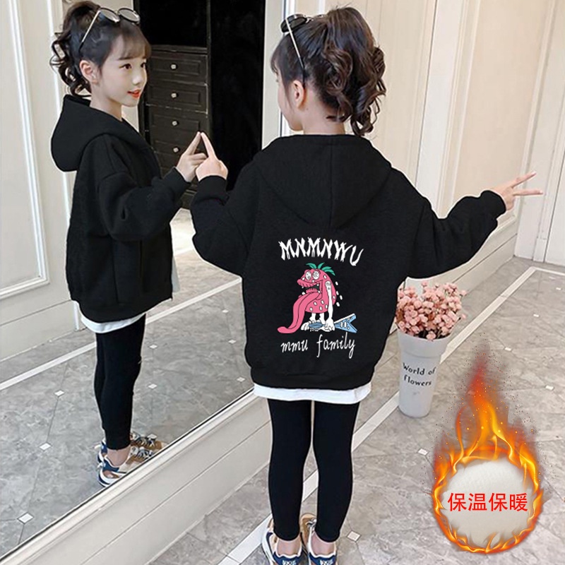 Áo Khoác Cardigan Có Mũ Trùm Bằng Vải Lông Cừu Phong Cách Phương Tây Thời Trang Thu Đông Kích Thước Trung Bình 110-160CM Dành Cho Bé Gái