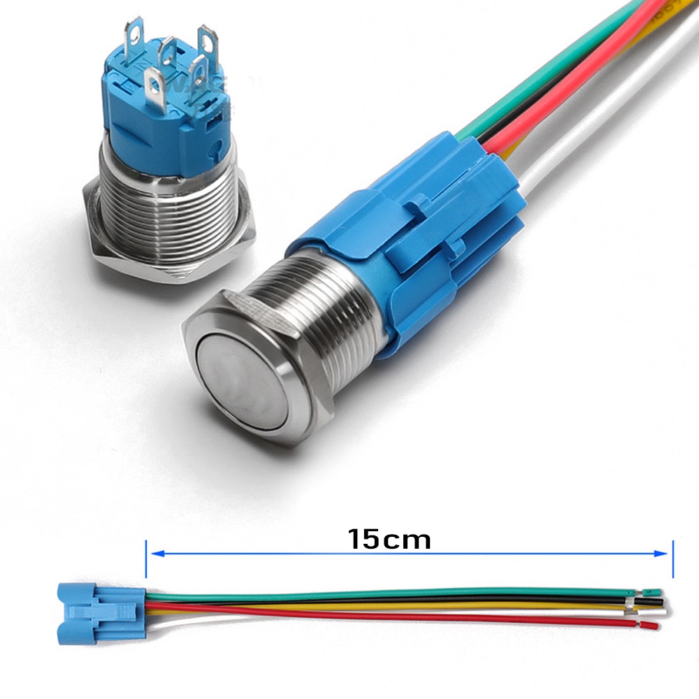 Chân Jack nối công tắc 12/16/19/22mm, Loại có dây đèn LED