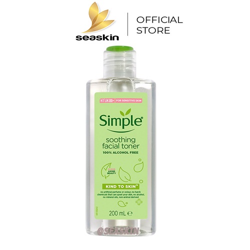 Nước hoa hồng Simple Toner làm dịu và cân bằng độ ẩm cho da lành tính không chứa cồn 200ml