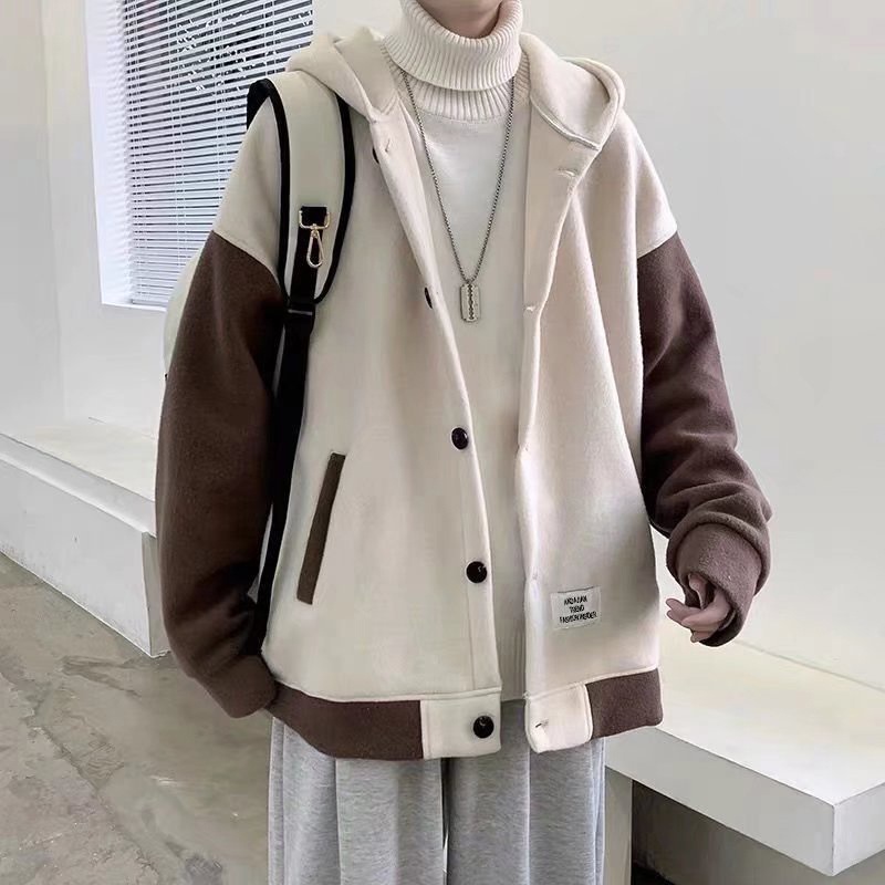 Áo khoác cardigan IELGY có mũ trùm đầu dày phong cách Hong Kong thời trang dành cho nam