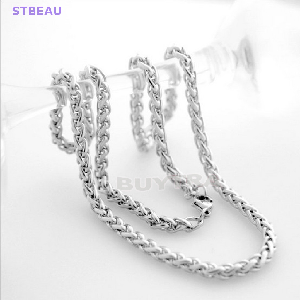 Vòng cổ Inox Mạ Bạc Thời Trang Cho Nam 3 / 4 / 5 / 6MM