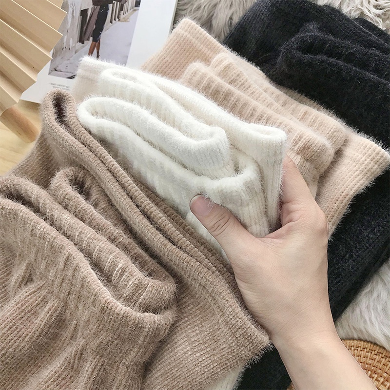 SUXI Quần Dài Dệt Kim Ống Rộng Lưng Cao Thời Trang Mùa Thu Cho Nữ