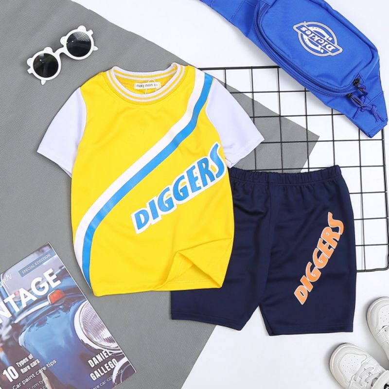 Đồ Bộ Thể Thao Ngắn Tay Bé Trai MINKY MOM Chất Liệu Thun Lỗ Thông Hơi Mềm Mịn BL01-digger