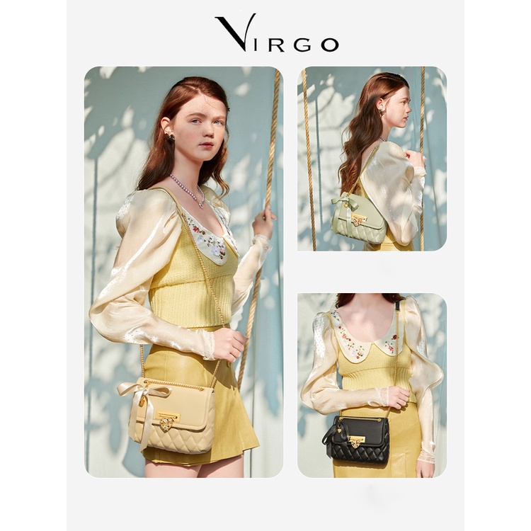 Túi xách nữ đeo chéo đeo vai túi xách Just Star bag dự tiệc ô trám nắp gập túi nữa cao cấp Virgo