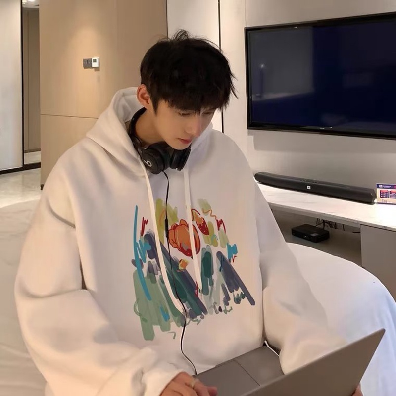 Áo Hoodie Dáng Rộng Thời Trang Mùa Thu Phong Cách Retro Cho Nam Giới Có Size M-5XL