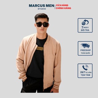 Áo khoác da lộn bomber cổ viền