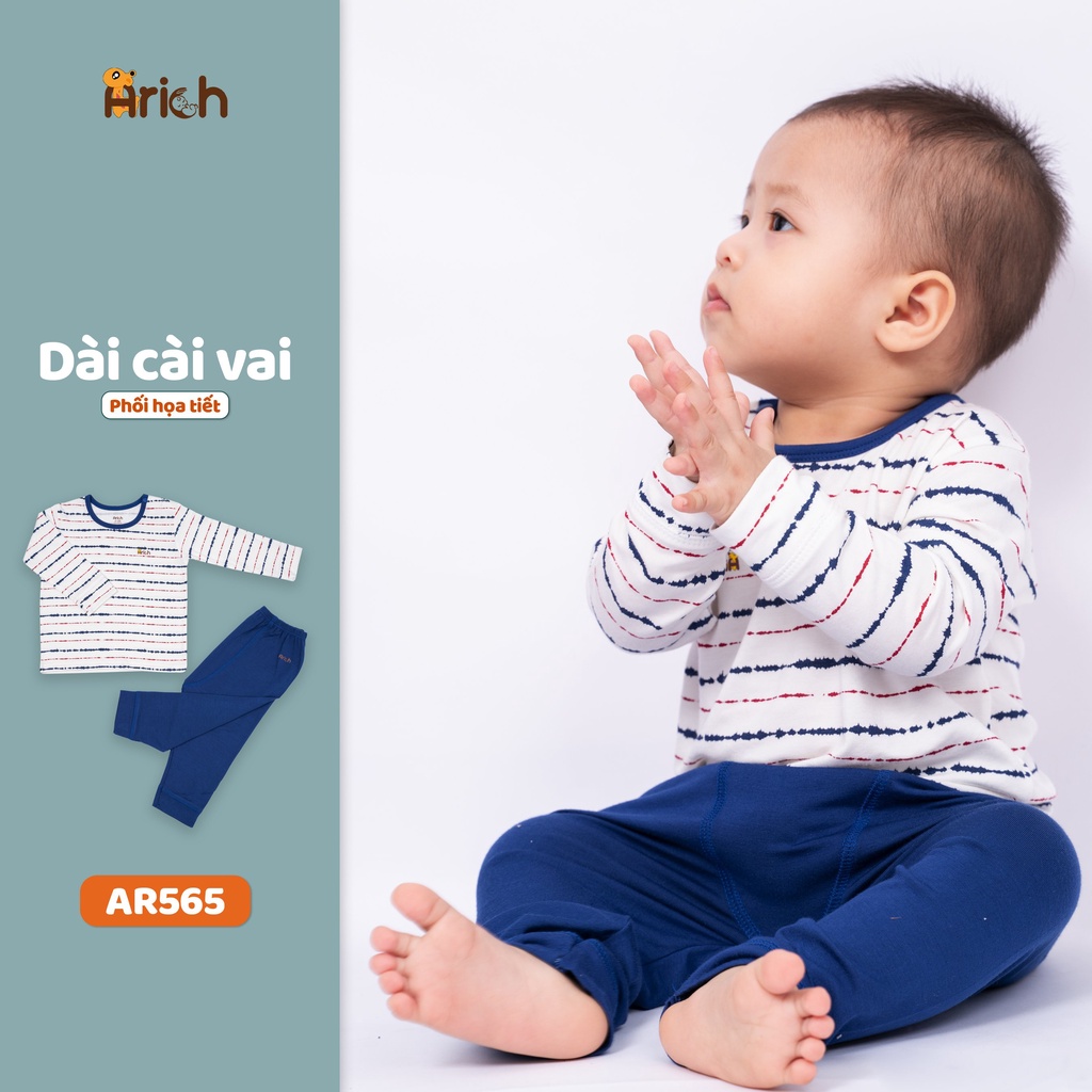 Bộ quần áo dài tay cài vai Arich vải sợi tre mới (size từ 6-9 tháng đến 5-6 tuổi)