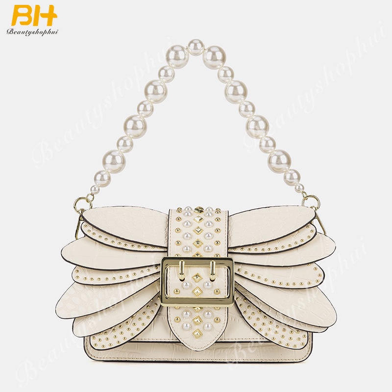 Túi Đeo Chéo Hình Vuông Nhỏ Hình Cánh Ong Đính Đinh Tán Phối Dây Xích Màu Cầu Vồng Thời Trang Mới 2022 Cho Nữ