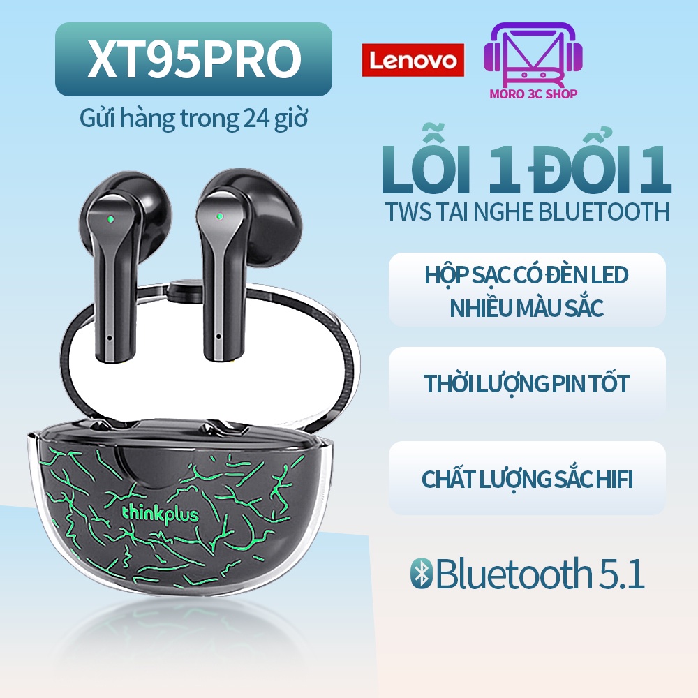 Tai nghe bluetooth không dây Lenovo XT95 Pro phong cách thể thao tích hợp micro âm trầm tuyệt thời gian sử dụng lâu