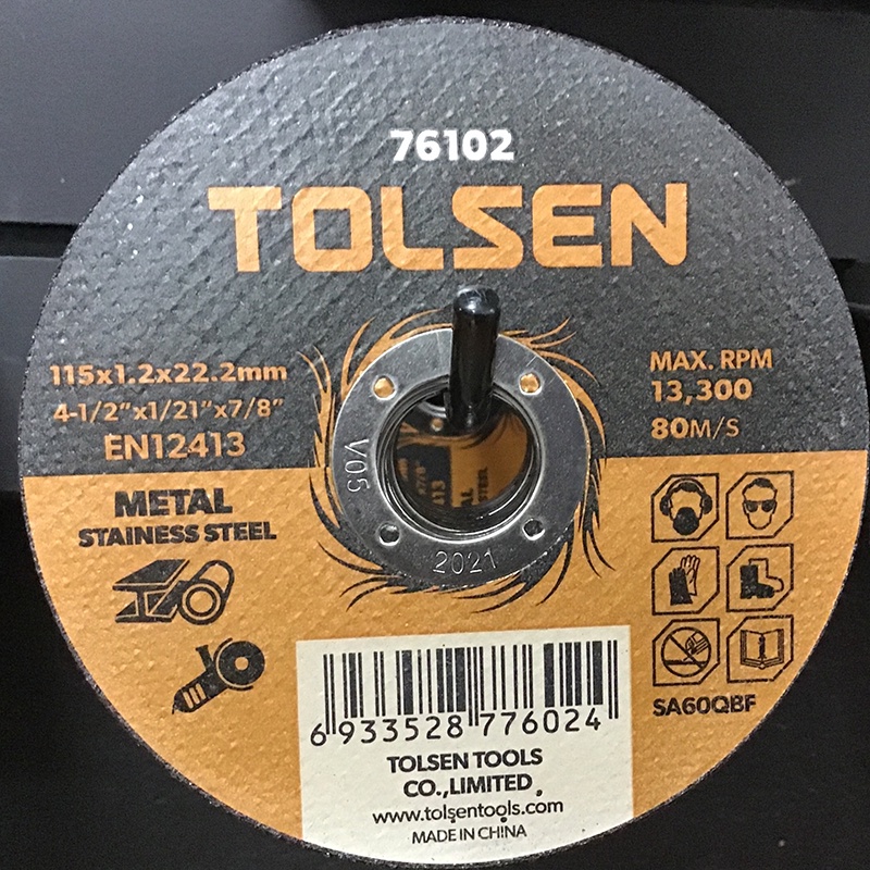 Đĩa cắt sắt và inox TOLSEN 76102 115x1.2x22.2mm