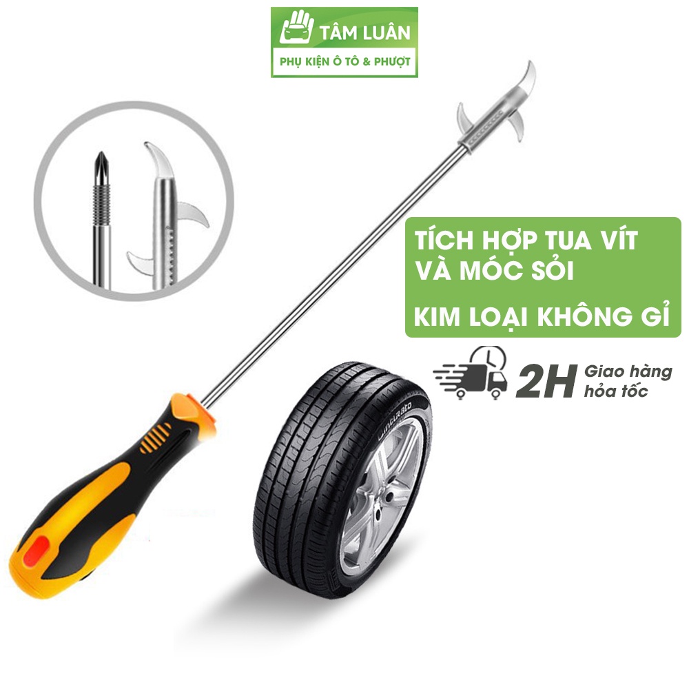 Móc đá lốp xe cậy sỏi đinh, tua vít đa năng, dụng cụ nạy đá dăm bảo vệ lốp phụ kiện oto Tâm Luân