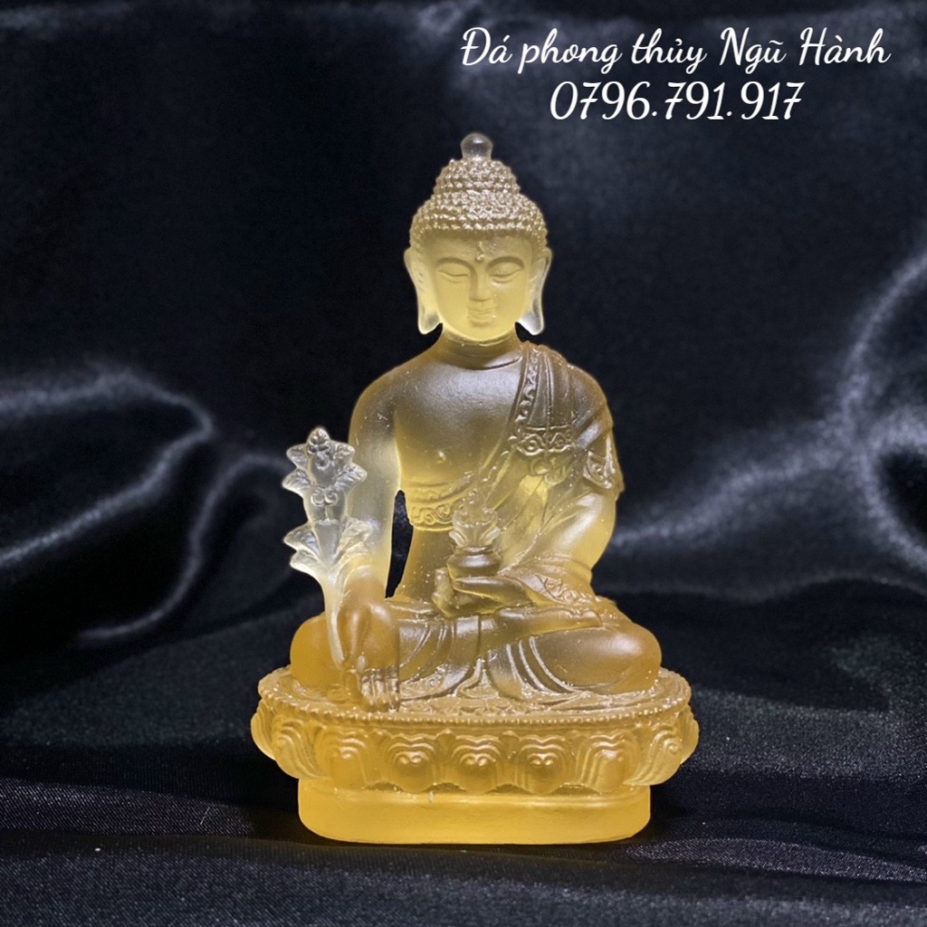 Tượng phật dược sư đá lưu ly cao cấp trang trí nội thất , tap lô ô tô - Cao 12cm