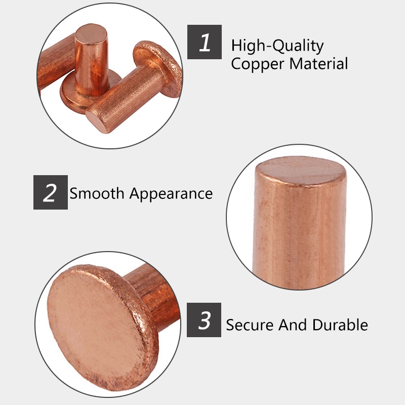 Đinh Tán Đầu Dẹt Bằng Đồng Thau m1.5 m2 m2.5 m3 Dài 3mm - 30mm Chuyên Dụng