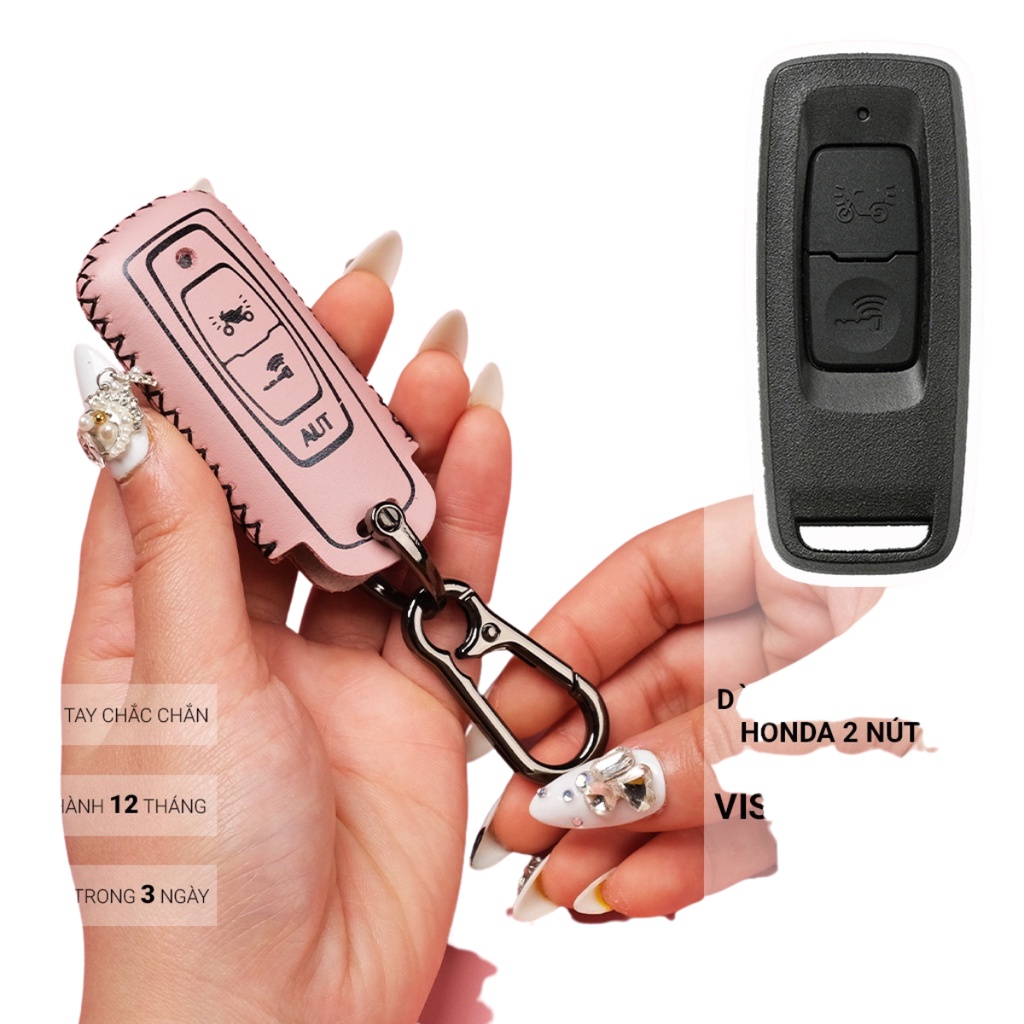 Bao da chìa khóa Honda SH 350i 150i Sh mode Air Blade Vision Leed 2022 2023 2 nút bấm khâu tay