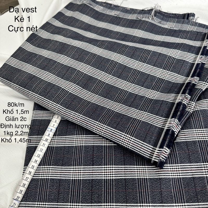 Vải Dạ vest Kẻ Nữ-Quần âu -Hàn Quốc Các chất dạ dầy dạn, co giãn, kẻ sắc nét, vải có độ ấm,