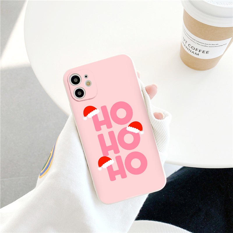 Ốp lưng iphone cạnh vuông hình noel Hoho chống sốc bảo vệ camera 7plus/8plus/x/xs/xsmax/11/12/13/14/pro/promax