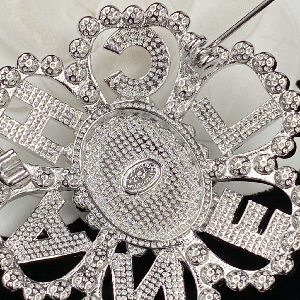 Ghim Cài Áo Mạ Bạc 925 Hình Chữ C Đôi Đính Đá Thời Trang