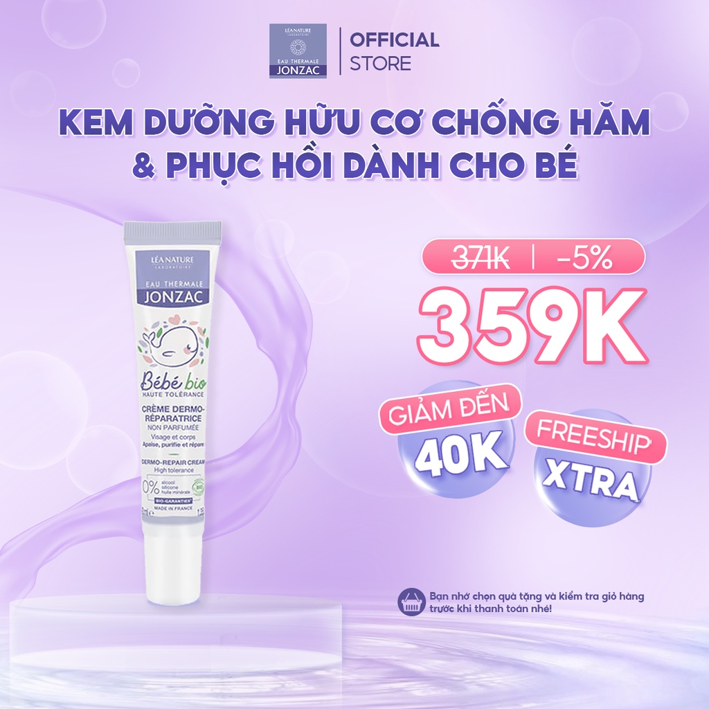Kem Dưỡng Hữu Cơ Chống Hăm & Phục Hồi Dành Cho Bé Eau Thermale Jonzac Bébé Bio Dermo Repair Cream 40ml