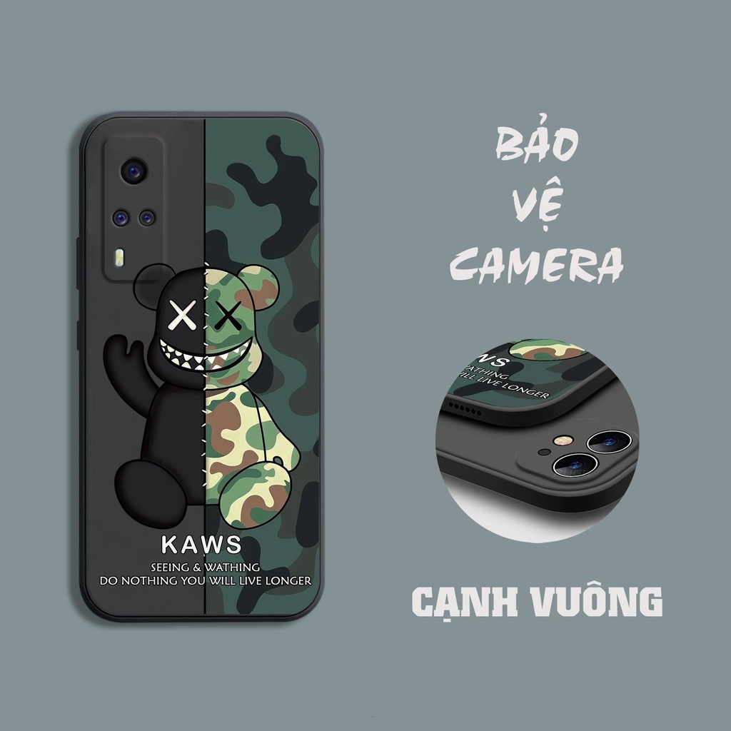 Ốp lưng Vivo Y51 2020 / Y53s / Y31 2021 in hình gấu cool ngầu cạnh viền vuông có bảo vệ camera