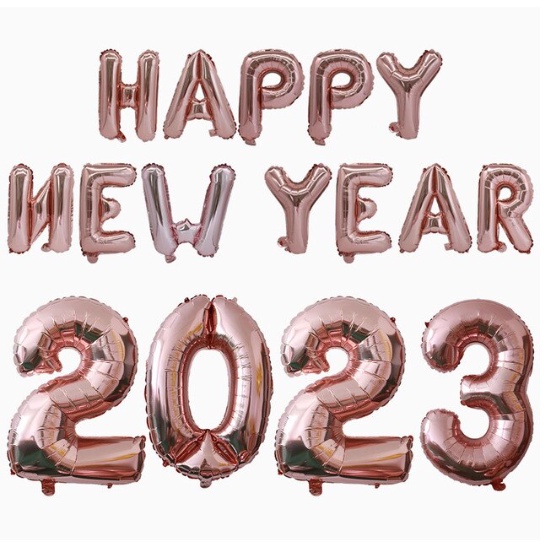 Bóng số, bóng chữ trang trí năm mới HAPPY NEW YEAR 2023