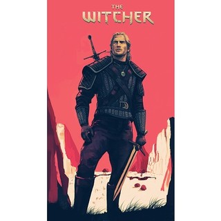 Poster game the witcher phong cách retro