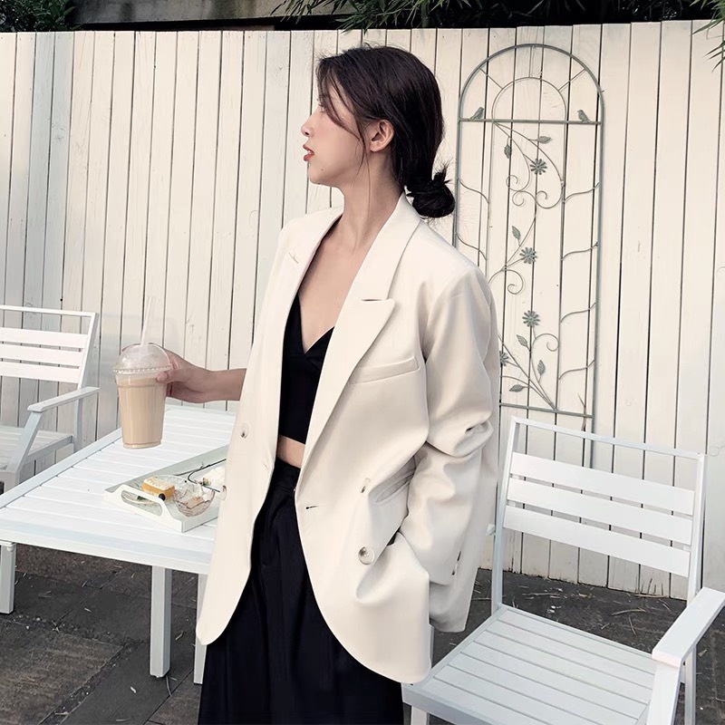 Áo khoác blazer dáng dài hàn quốc, Áo choàng mùa đông 2 lớp màu nâu, đen quảng châu form rộng | BigBuy360 - bigbuy360.vn