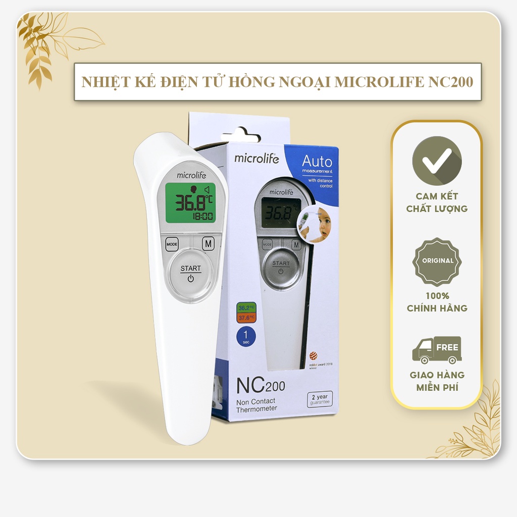 Nhiệt Kế Điện Tử Hồng Ngoại MICROLIFE NC200 Chính Hãng BH 2 năm | Đo nhanh 3s không cần chạm với độ 