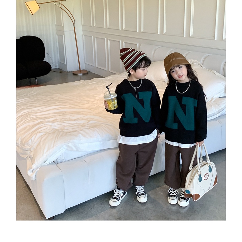 Mẫu Sweater  cho bé FamilyKids - Mẫu áo Sweater tay dài chữ N  xinh xắn siêu ấm áp cho bé vào mùa đông