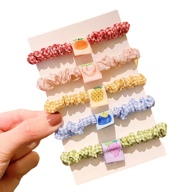 ※NOON※1pc Random Băng Đô Cài Tóc Cao Su Họa Tiết Kẻ Sọc Phong Cách Hàn Quốc Ngẫu Nhiên