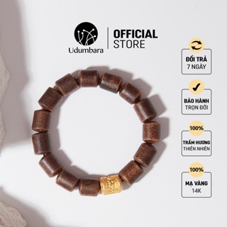 Vòng tay gỗ trầm hương nam hạt trúc phối charm chú bình an tài lộc may mắn sang trọng phong thủy Udum, quà tặng ý nghĩa