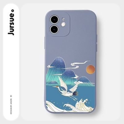 Ốp lưng JURSUE mềm chống bẩn hình độc lạ vintage đen Cho iPhone 17 16 15 14 13 12 11 Pro Max SE 2020 X XR XS ip 8 7 Plus Y2639