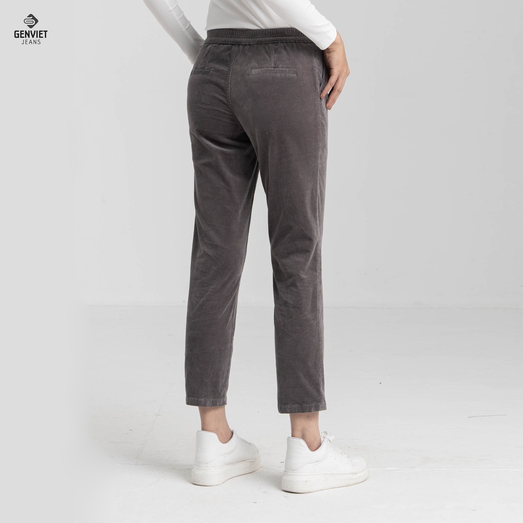 Quần Nhung Nữ Genviet Nhung Tăm Dày Dáng Baggy Cạp Chun Sau DQ106N8093