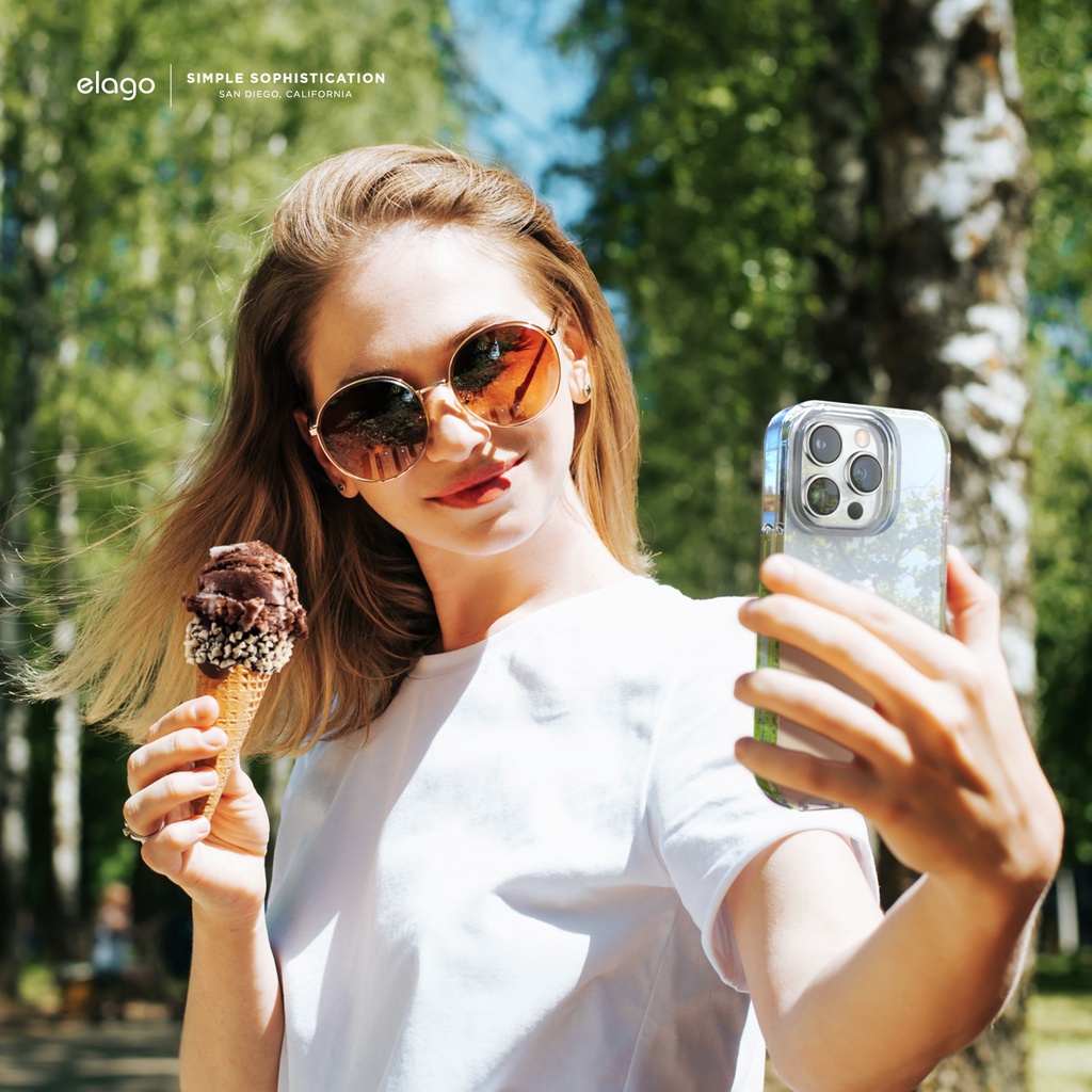 Ốp lưng chính hãng Elago Hybrid Case mặt lưng nhựa kính cao cấp cho IPhone 14 Series