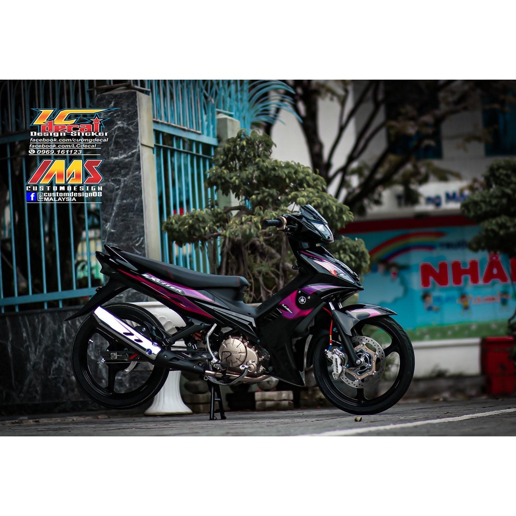 TEM RỜI mẫu lửa tím hồng cho Exciter 135 4 số xe đen - tem cao cấp không bay màu