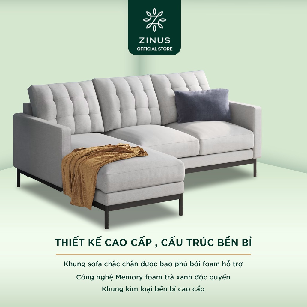 Ghế Sofa Zinus Thompson Chữ L Hiện Đại Sang Trọng- Zinus Thompson 2 Seater Chaise Sofa