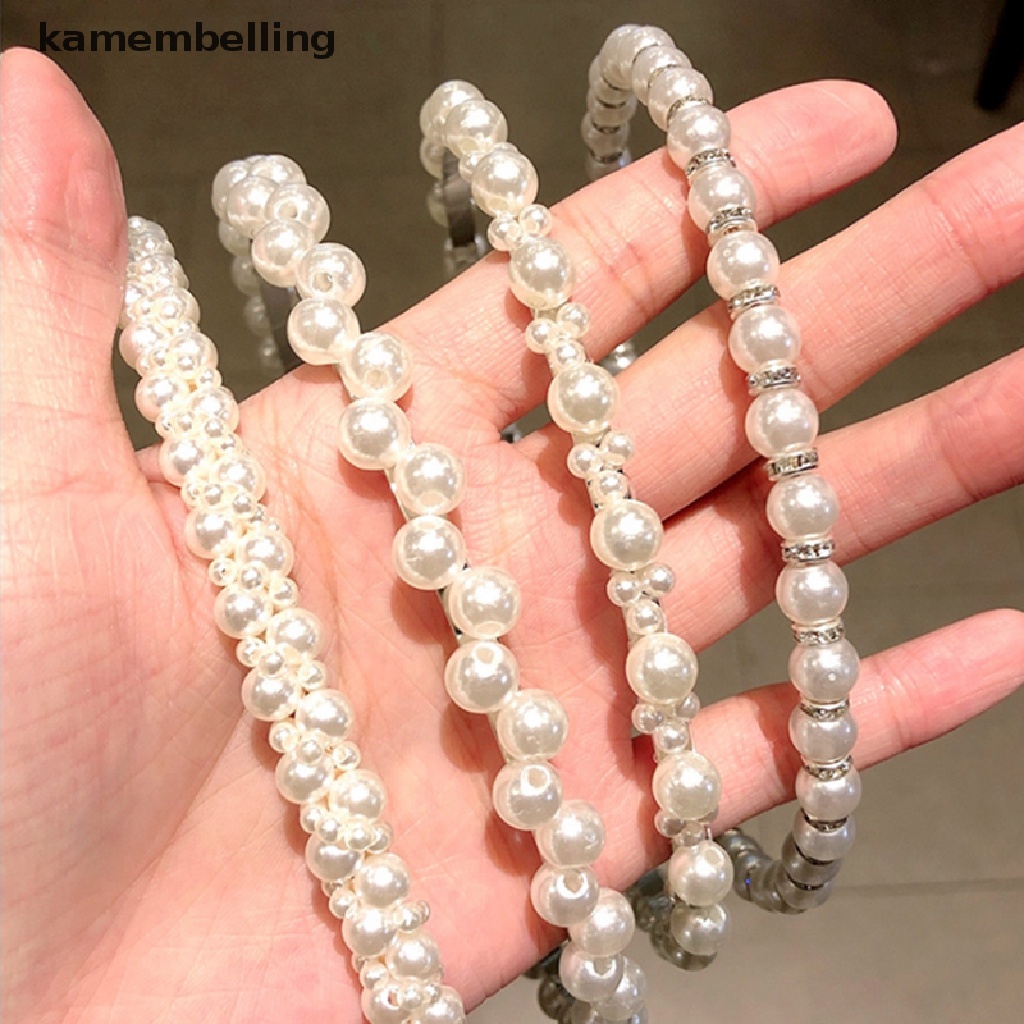 Băng Đô Cài Tóc Đính Hạt Ngọc Trai Đơn Giản Phong Cách Punk Cho Nữ