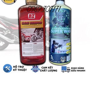 Combo nước rửa xe BZ và nước rửa xe không chạm Sprayking Super Wash 1L siêu bóng loáng, đậm đặc